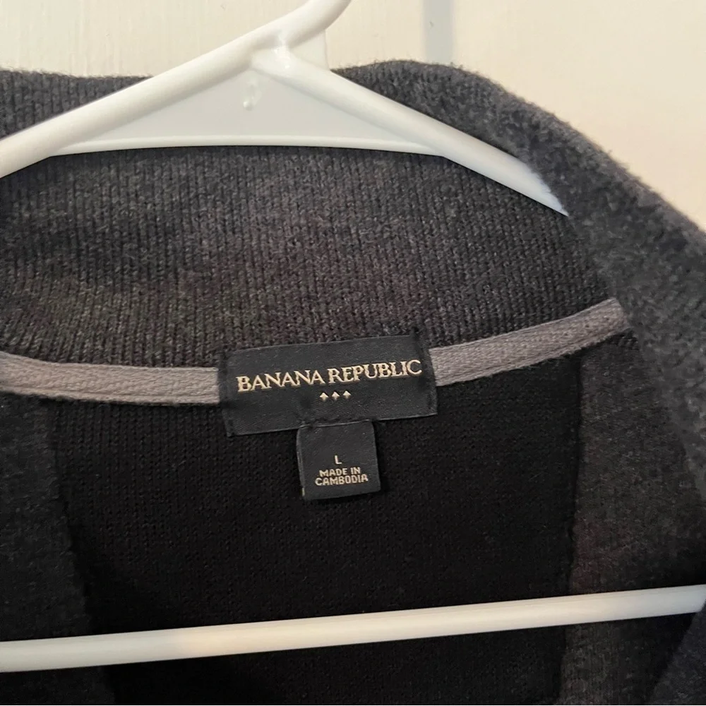 Banana Republic Men’s Quarter Snap Sweater Cotton Long Sleeve Dark Gray Large